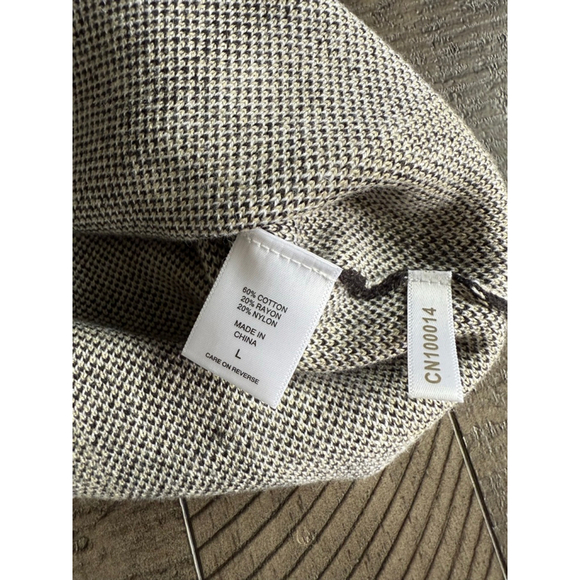 New York & Company NWT Striped Knit Sheath Dress Large Black Tan White Bodycon - Picture 8 of 8